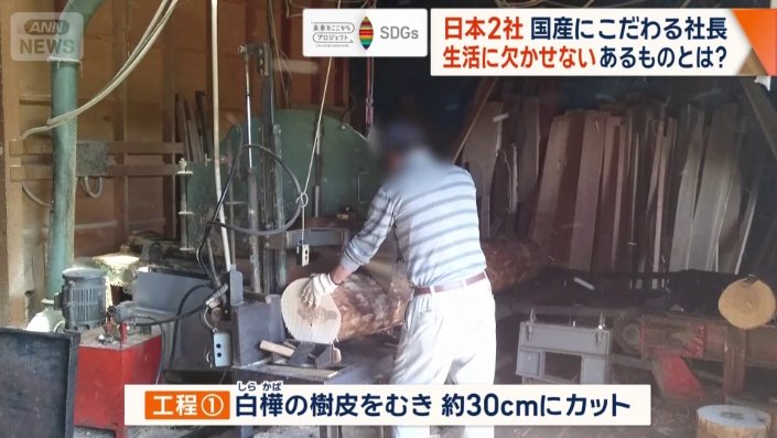 原材料は、北海道産の広葉樹「白樺」