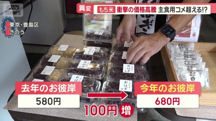 580円で販売していたおはぎが680円に