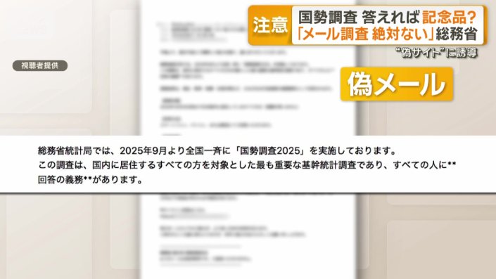 国勢調査を装った偽メール