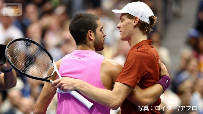 カルロス・アルカラス（左）、ヤニック・シナー（右）　2025 全米オープン 男子 決勝