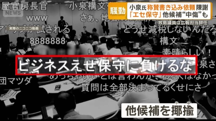 他の候補者をやゆしているとみられるネガティブなコメント