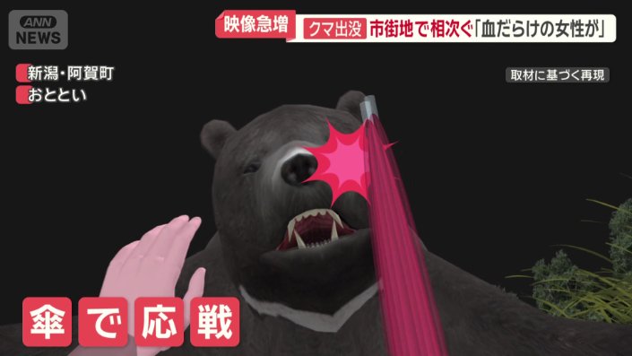 女性は持っていた傘で応戦