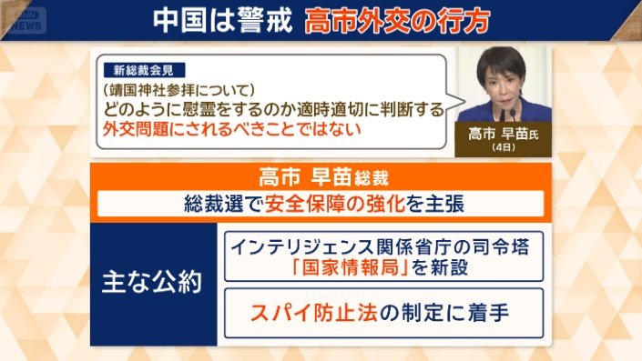 高市氏は総裁選では安全保障の強化を主張