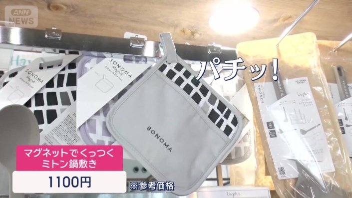マグネットでくっつくミトン鍋敷き