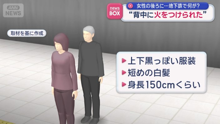 背後に忍び寄る上下黒っぽい服装の男