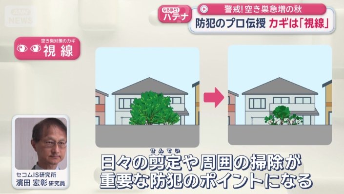 「日々の剪定や周囲の掃除が重要な防犯のポイント」