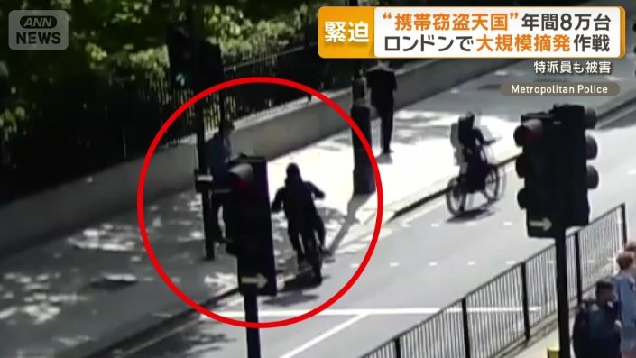 素早く携帯をひったくり、走り去っていった