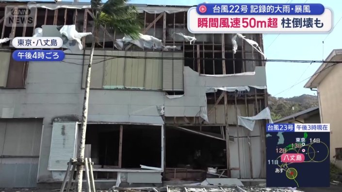 外壁が崩れ落ちた建物