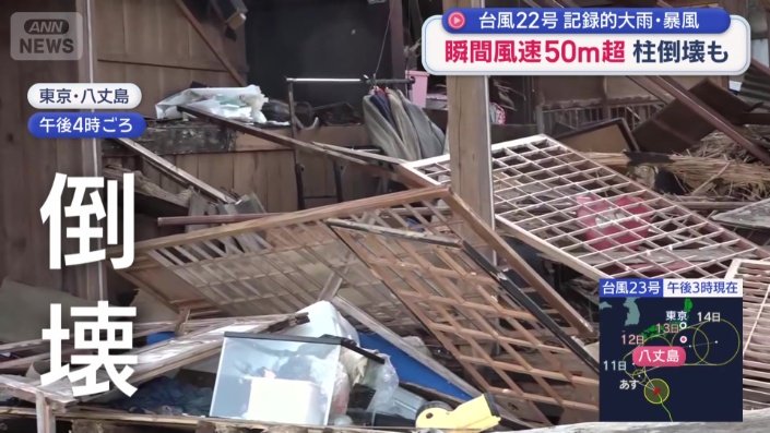 倒壊した建物