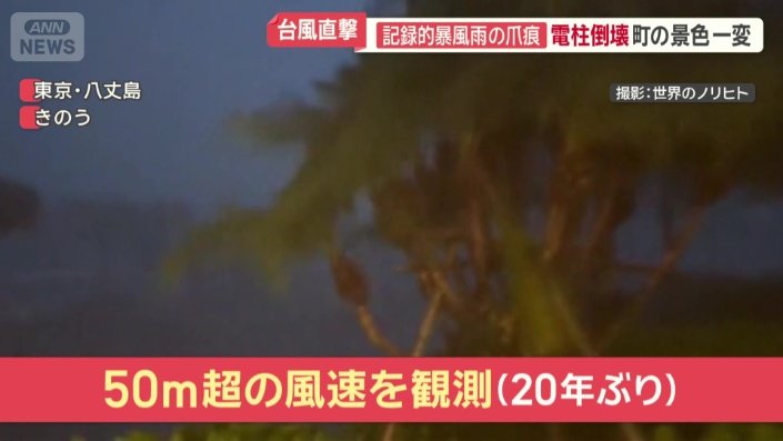 50メートル超の風速を観測（20年ぶり）