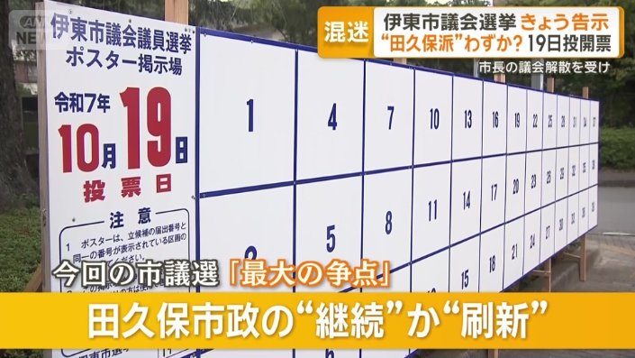 最大の争点は田久保市政の“継続”か“刷新”