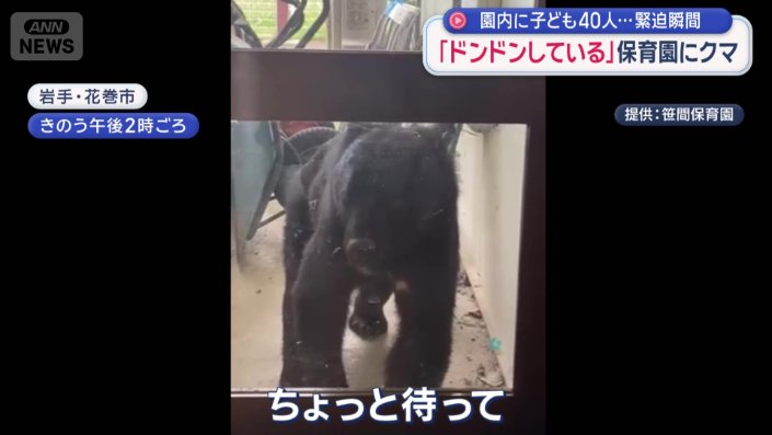 保育園にクマ