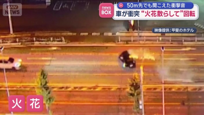 車体が回転している間、火花のようなものも