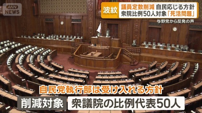 衆院比例50人削減対象