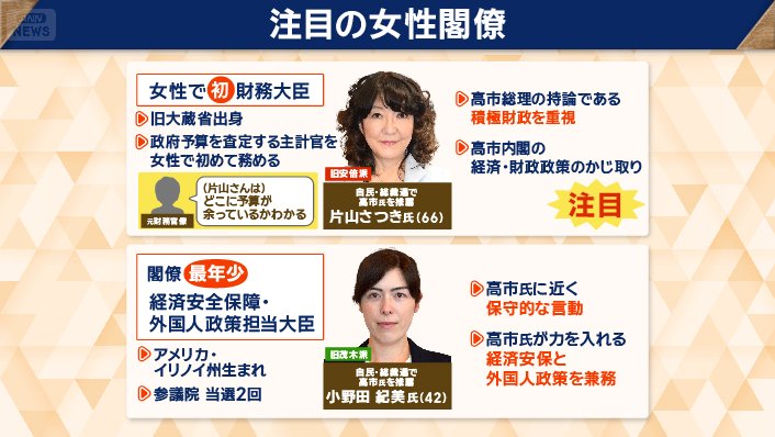 注目の女性閣僚