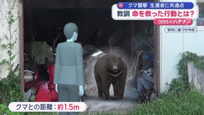 クマとの距離はわずか1.5メートルほど