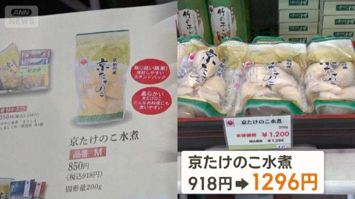 タケノコ全商品を2割から3割値上げ