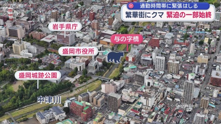 クマが現れたのは岩手県盛岡市の中心部