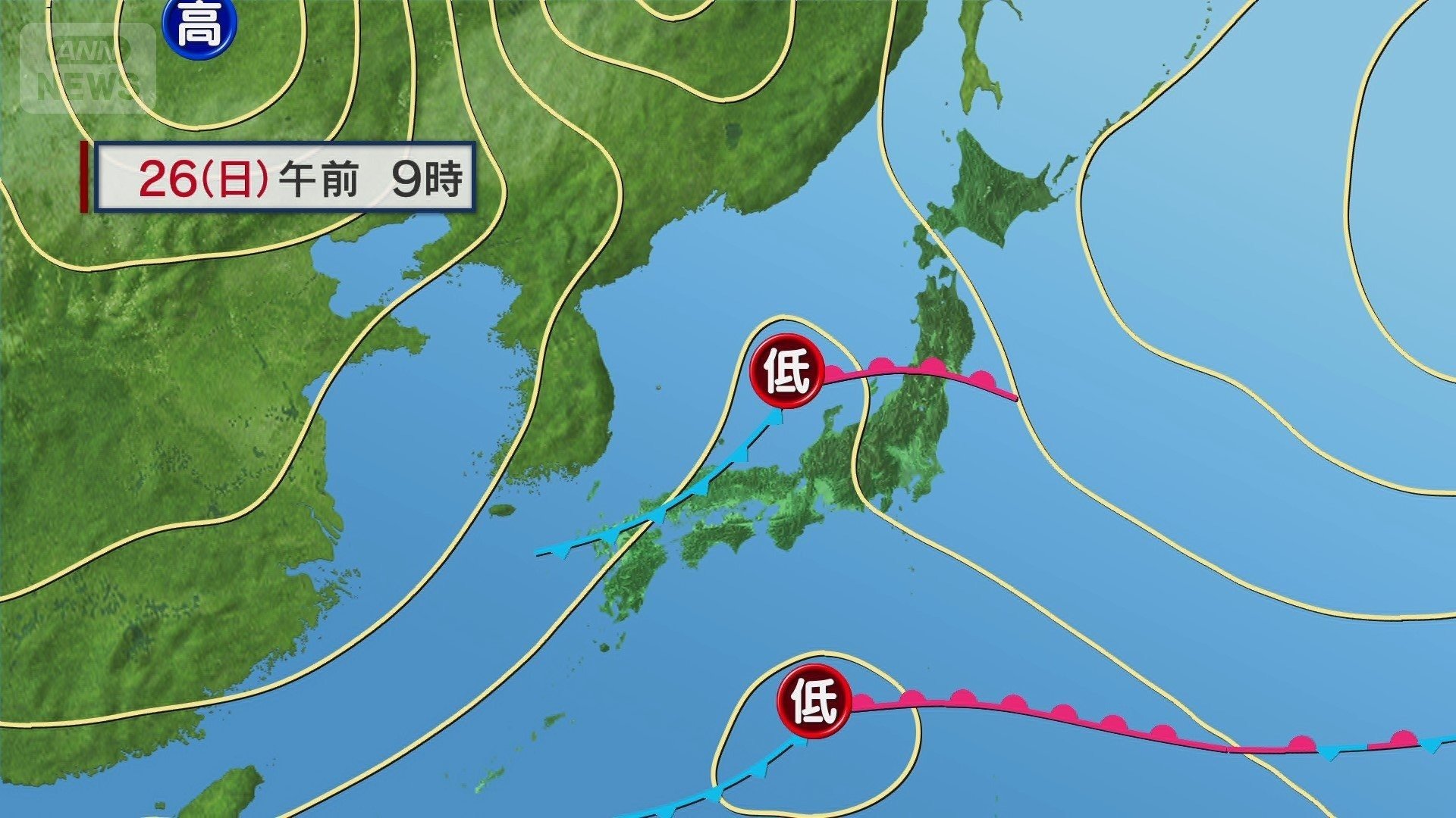 あさって26日(日)の天気図
