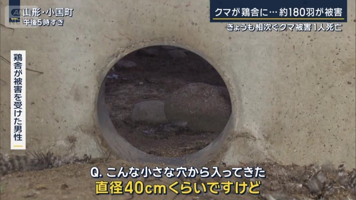 鶏舎が被害を受けた男性