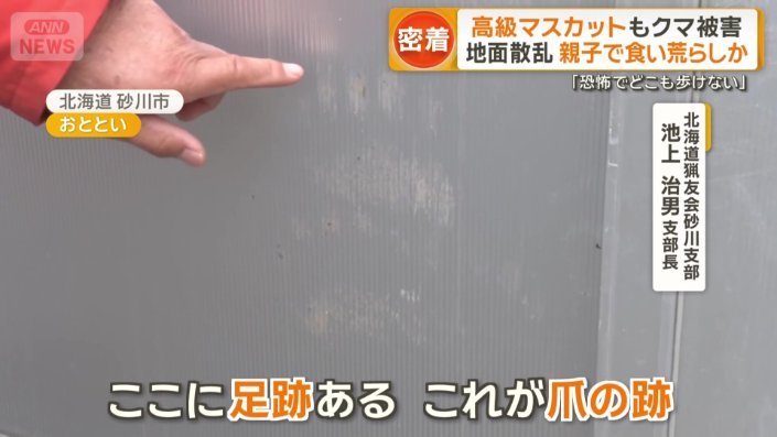 扉には生々しい痕跡