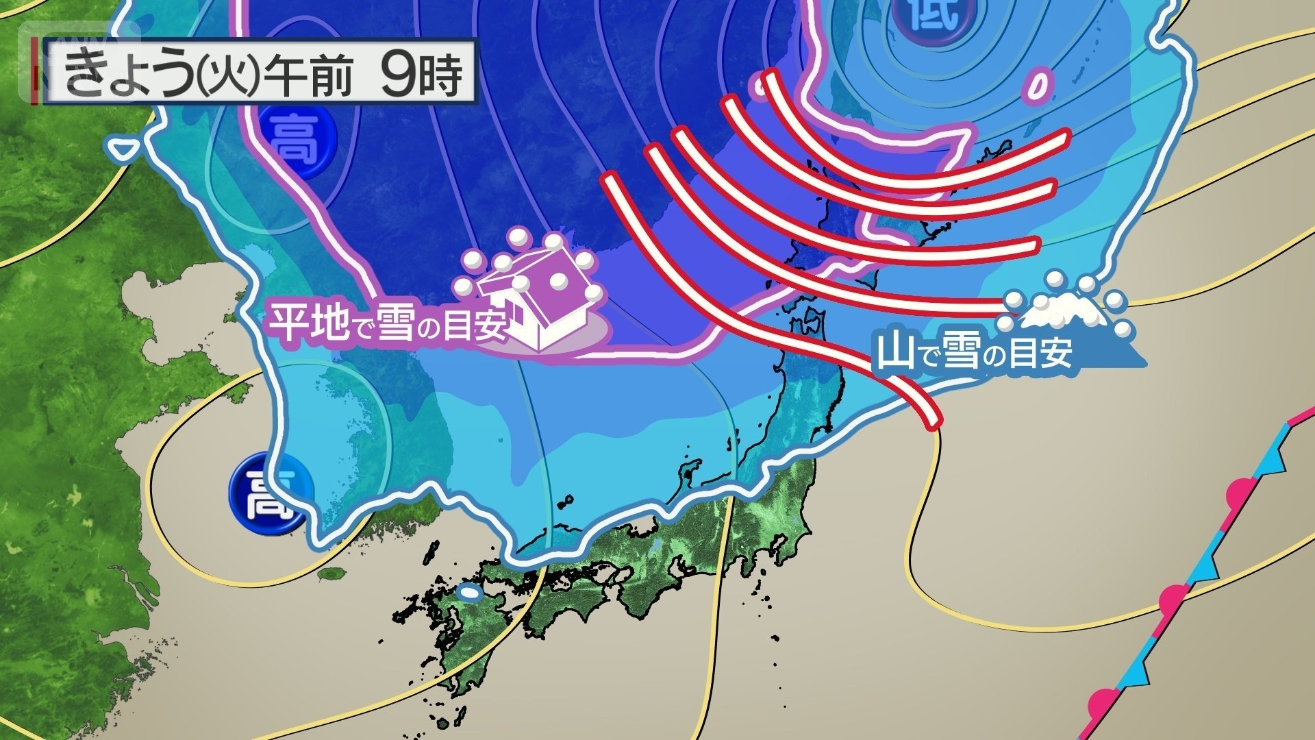 北は冬の嵐に注意