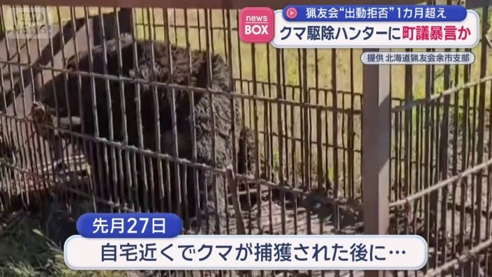 町議の自宅近くでクマ捕獲