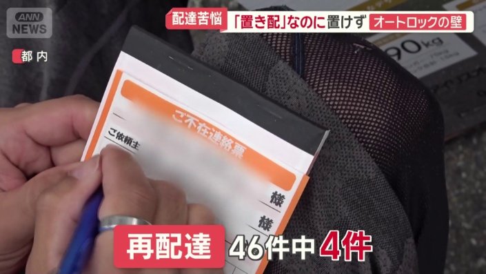 46件中4件が不在による再配達