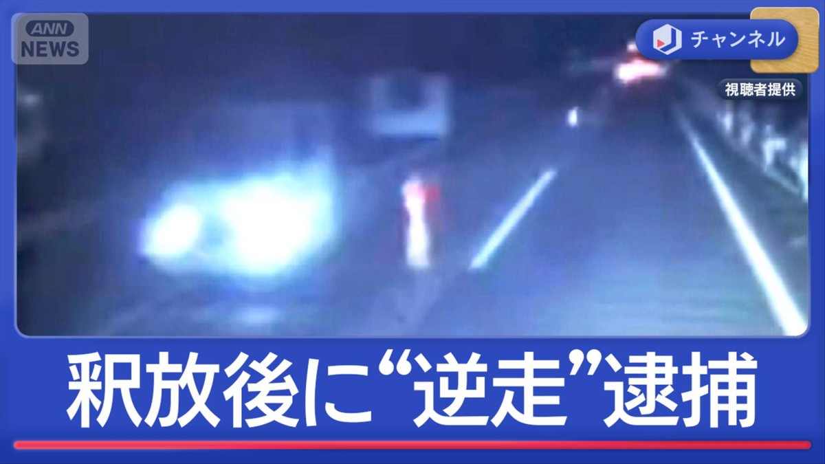 釈放直後に“車で逆走”男逮捕…パトカーに衝突　目撃者恐怖