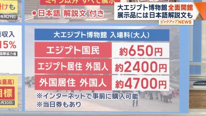 大エジプト博物館入場料