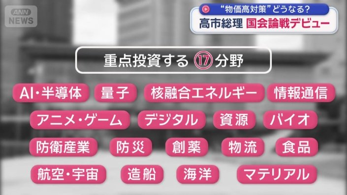 17の戦略分野に重点的に投資を行うことを決定