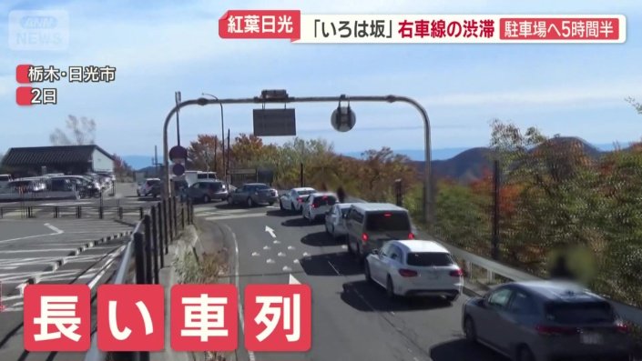 右側車線は長い車の列