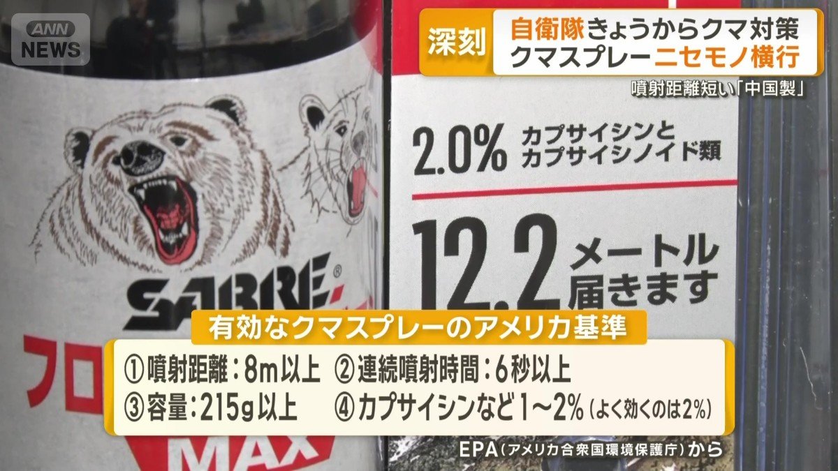 アメリカでは基準が定められているクマスプレー