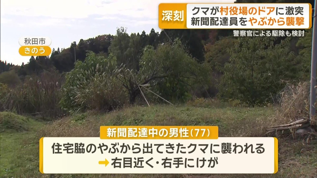 秋田市では新聞配達員をやぶから襲撃