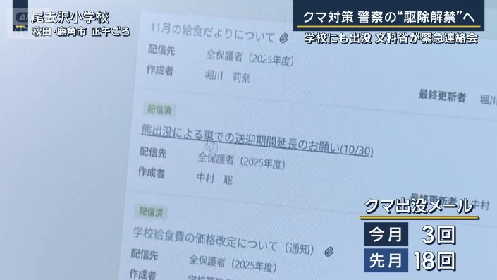 クマ出没のメール