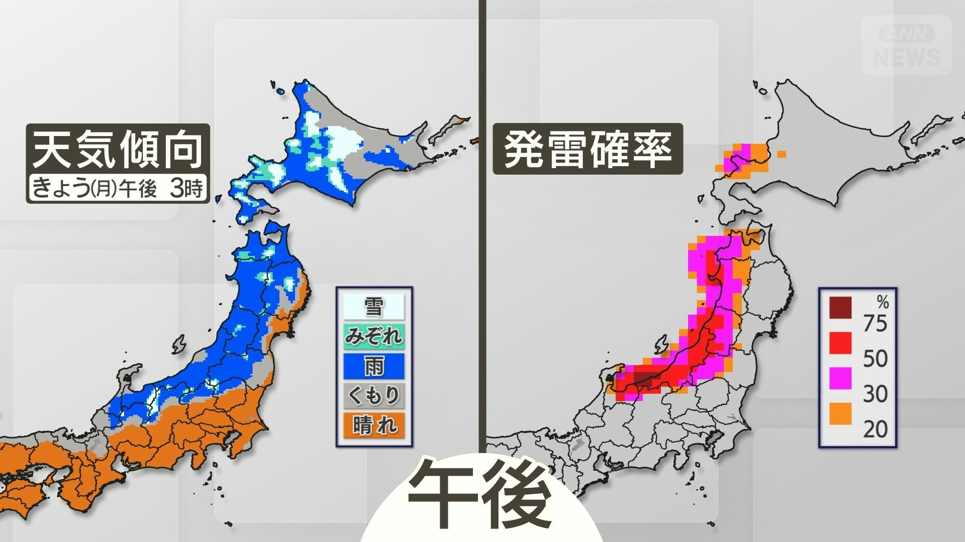 午後の天気傾向と発雷確率