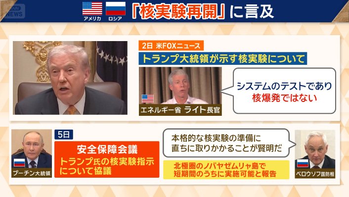 トランプ大統領が示した核実験は「システムのテストであり核爆発ではない」と説明