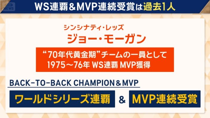 WS連覇&MVP連続受賞は過去1人