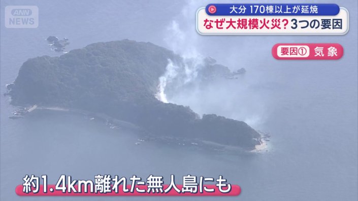 1.4キロほど離れた無人島にも白い煙が上がる