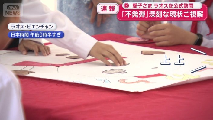 「福笑い」を使って、日本語の指導を受ける子どもたち