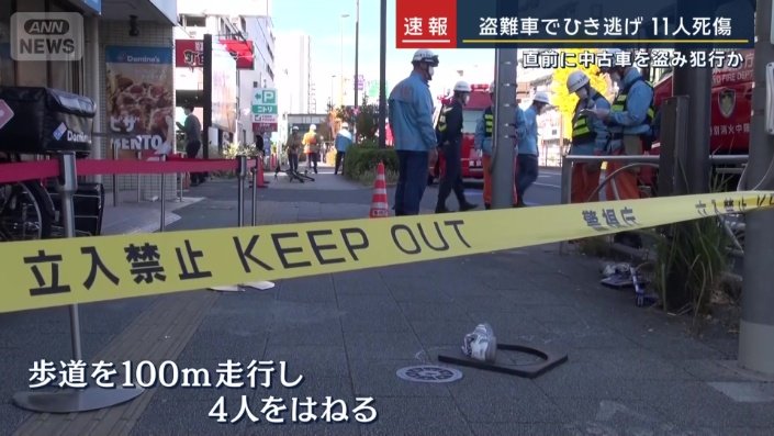 歩道を100m走行し4人をはねる