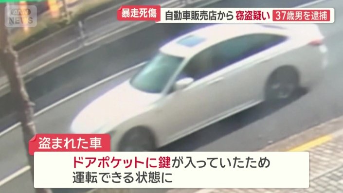 防犯カメラに映る白いセダン