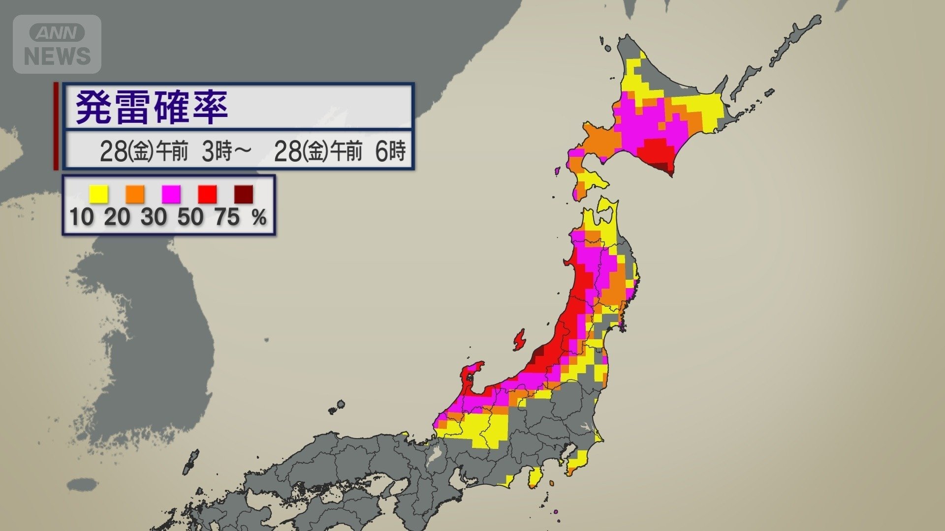 雷雨や突風に注意