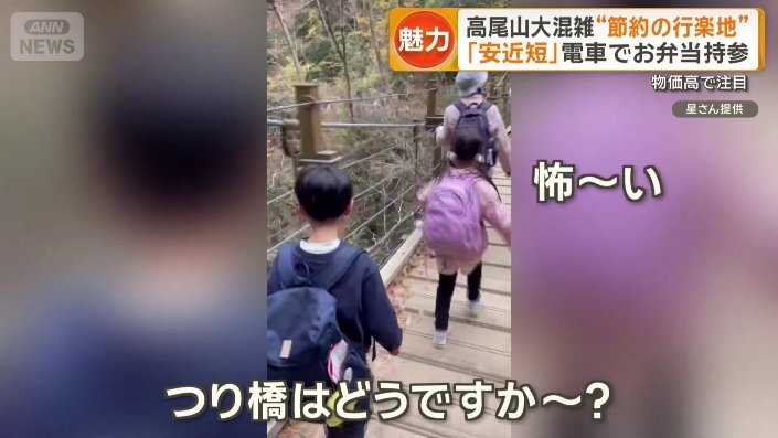 つり橋を歩く子ども