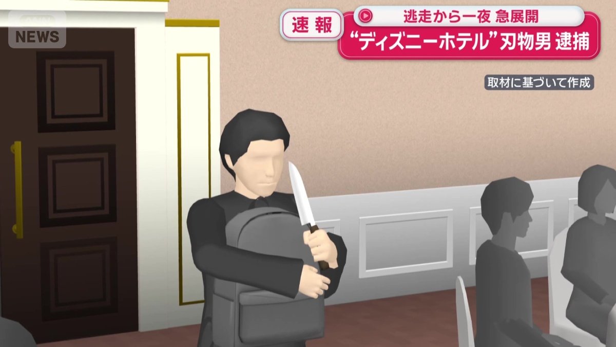 宴会場で刃物のようなものをちらつかせた男