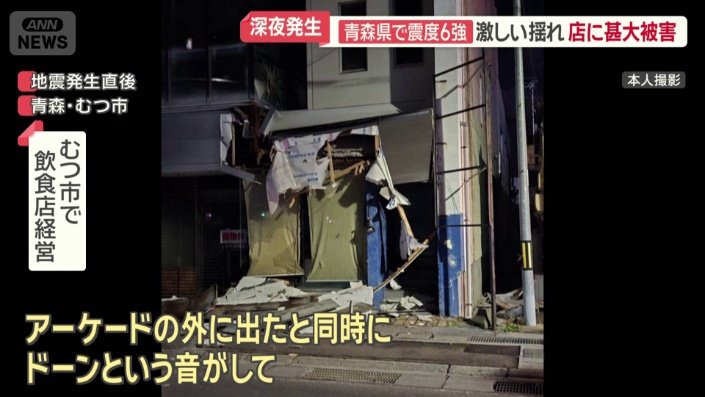 骨組みの木枠やシートがむき出しになった建物