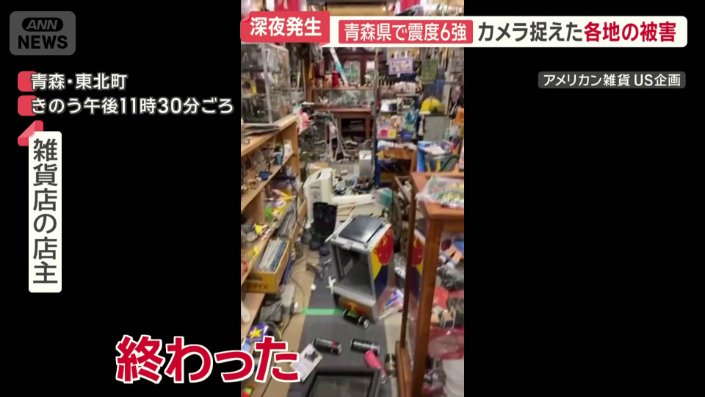 床に散乱した商品