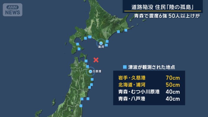 津波が観測された地点