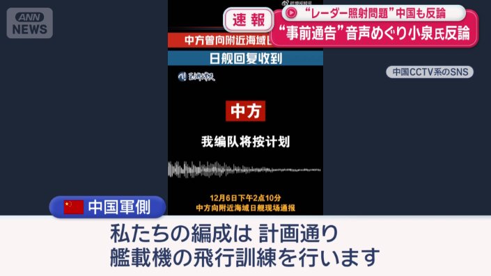 “中国軍側と自衛隊側のやりとり”とする音声データ