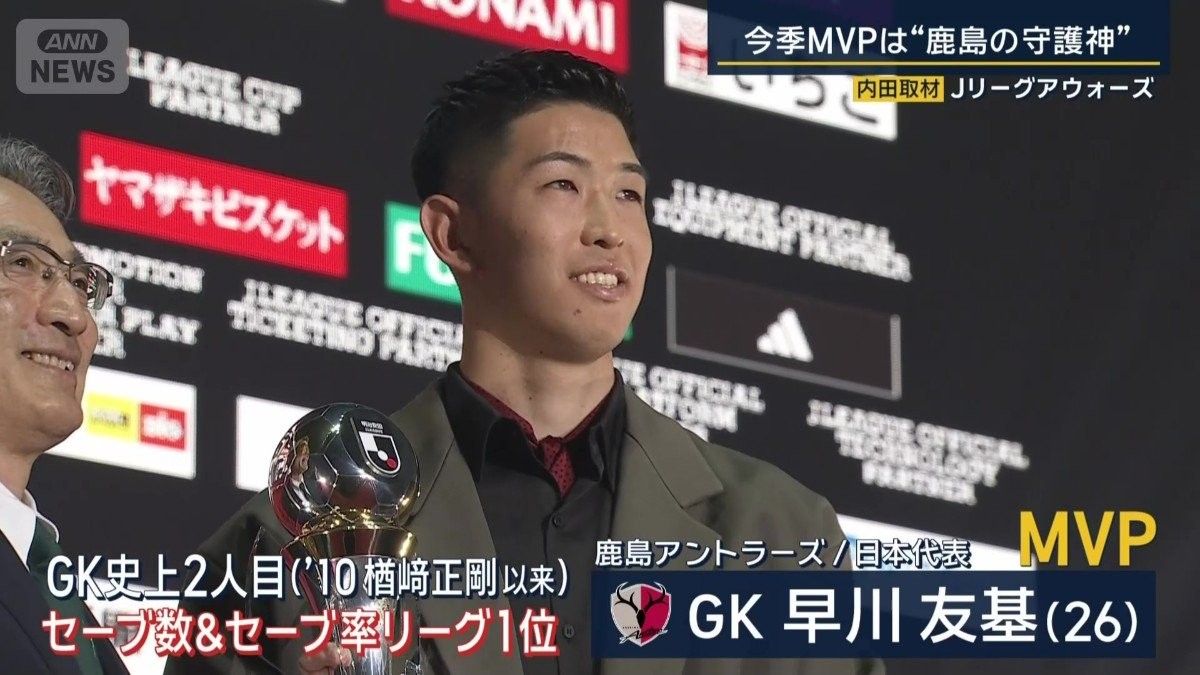 MVPに輝いた鹿島の守護神・早川友基 熱く盛り上がったプレーは? Jリーグアウォーズ 内田篤人取材